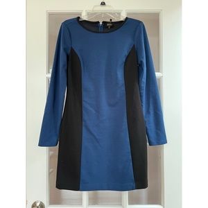 Laundry By Shelli Segal Blue & Black Long Sleeve Scoop Neck Dress